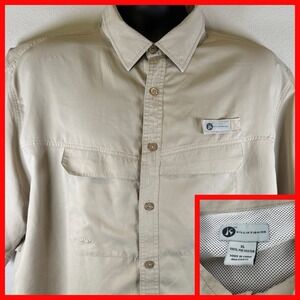 Killik Shirt Mens  XL Vented Tan  Button Up Camp Casual Outdoor‎ Fishing
